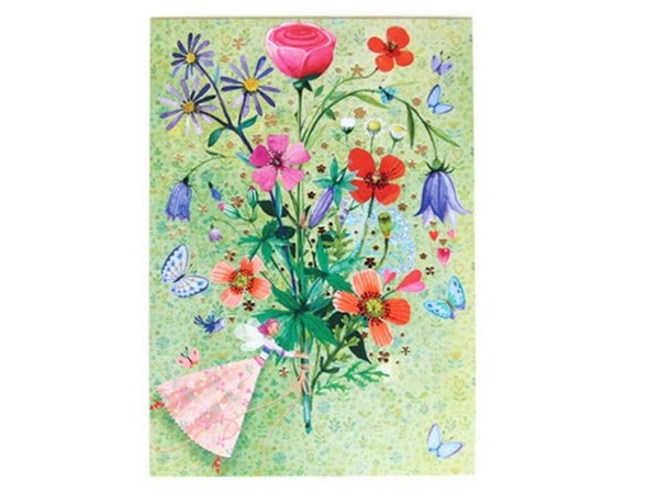 Postkarte Künstlerkarte Frau Blumenstrauß Geburtstagskarte