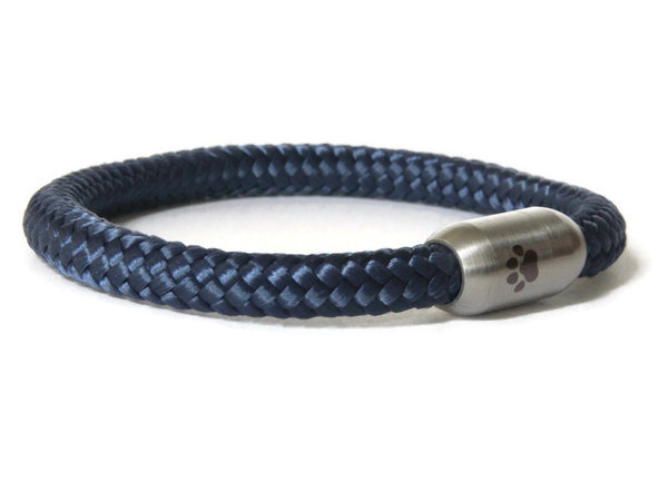 Armband Unisex Hundepfote Blau Segeltau Edelstahl Magnetverschluß