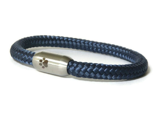 Armband Unisex Hundepfote Blau Segeltau Edelstahl Magnetverschluß