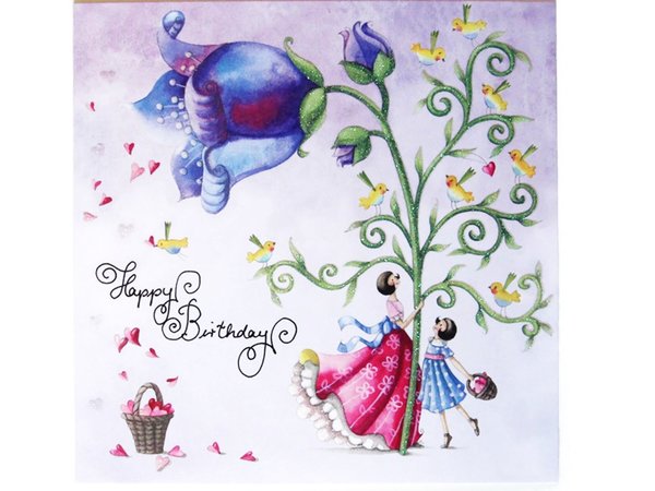 Postkarte Geburtstagskarte Glockenblumen Happy Birthday