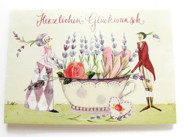 Geburtstagskarte Glückwunschkarte Herz Lavendel Frau Mann