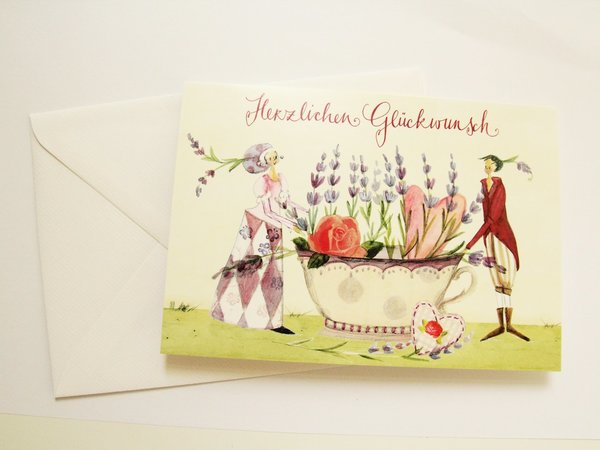 Geburtstagskarte Glückwunschkarte Herz Lavendel Frau Mann