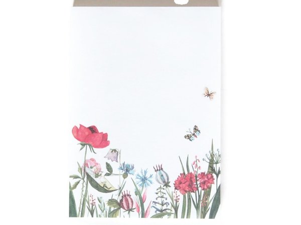 Notizblock Wiesenblumen 60 Seiten 15 x 10,5 cm Mohn Schmetterling Memoblock ToDo Liste