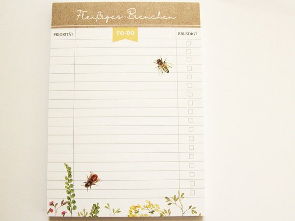 Notizblock Fleißiges Bienchen Memoblock ToDo Liste Einkaufsliste Merkzettel